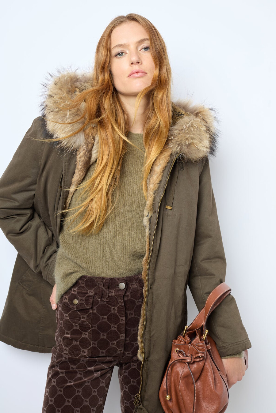parka imbottito di media lunghezza con cappuccio - loucine