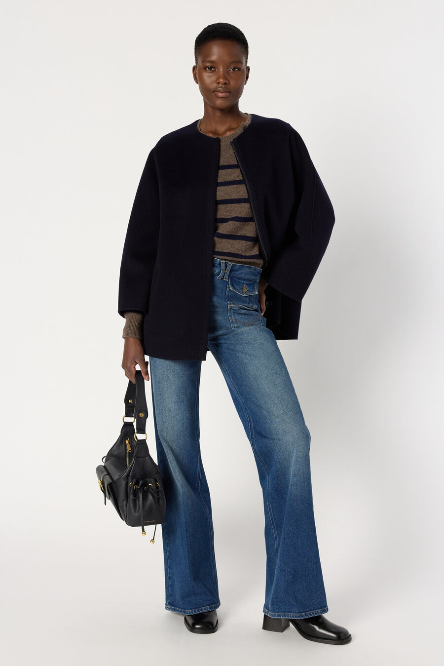 cappotto ampio in lana double-face - myriam