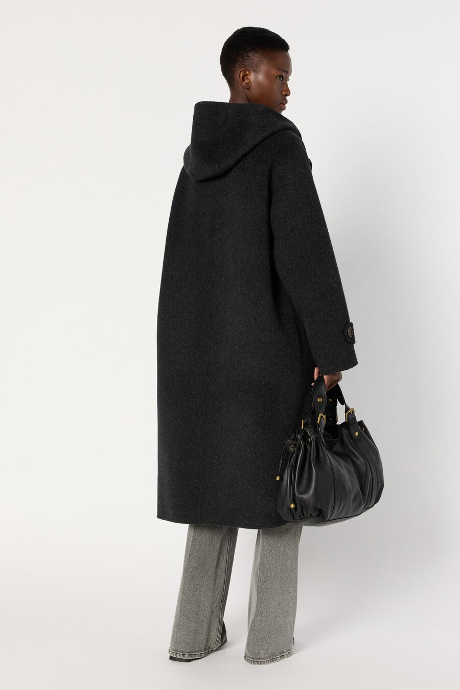 cappotto di lana con cappuccio di media lunghezza - mariam