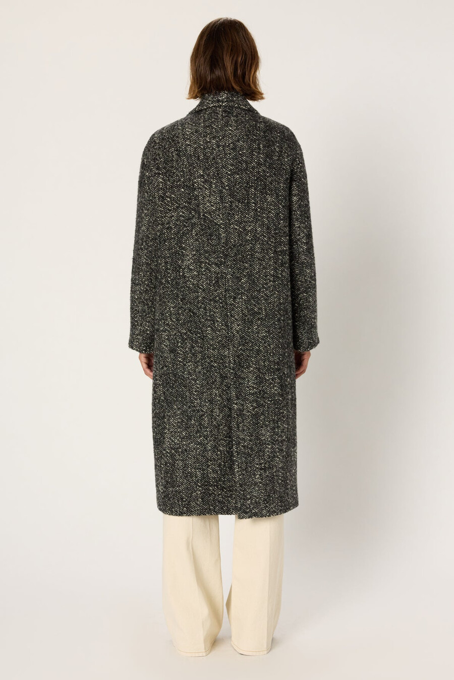 cappotto lungo a spina di pesce doppiopetto - moly