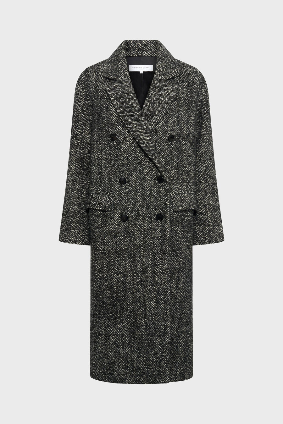 cappotto lungo a spina di pesce doppiopetto - moly