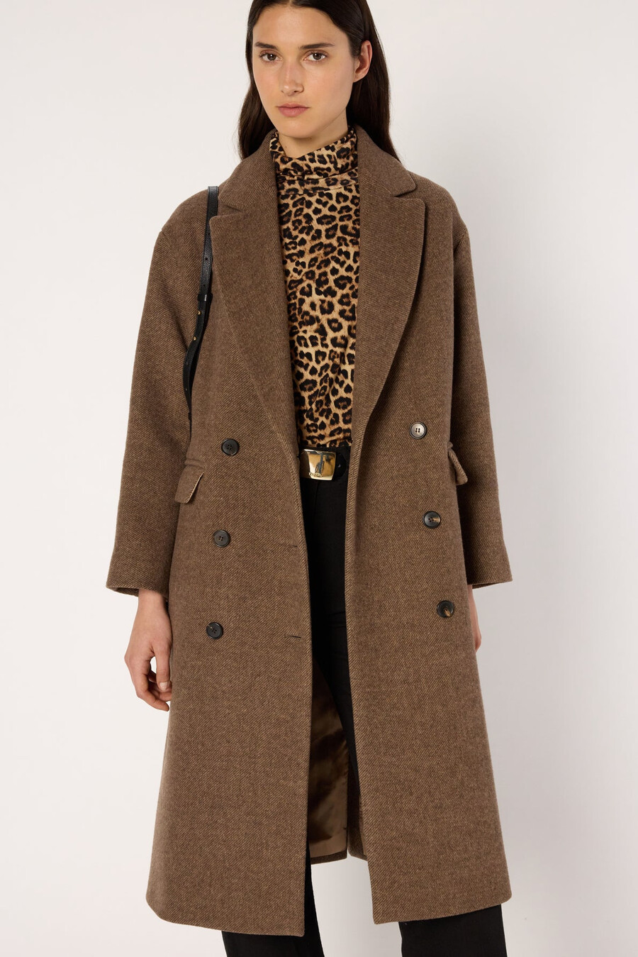 cappotto doppiopetto in twill di lana - mady