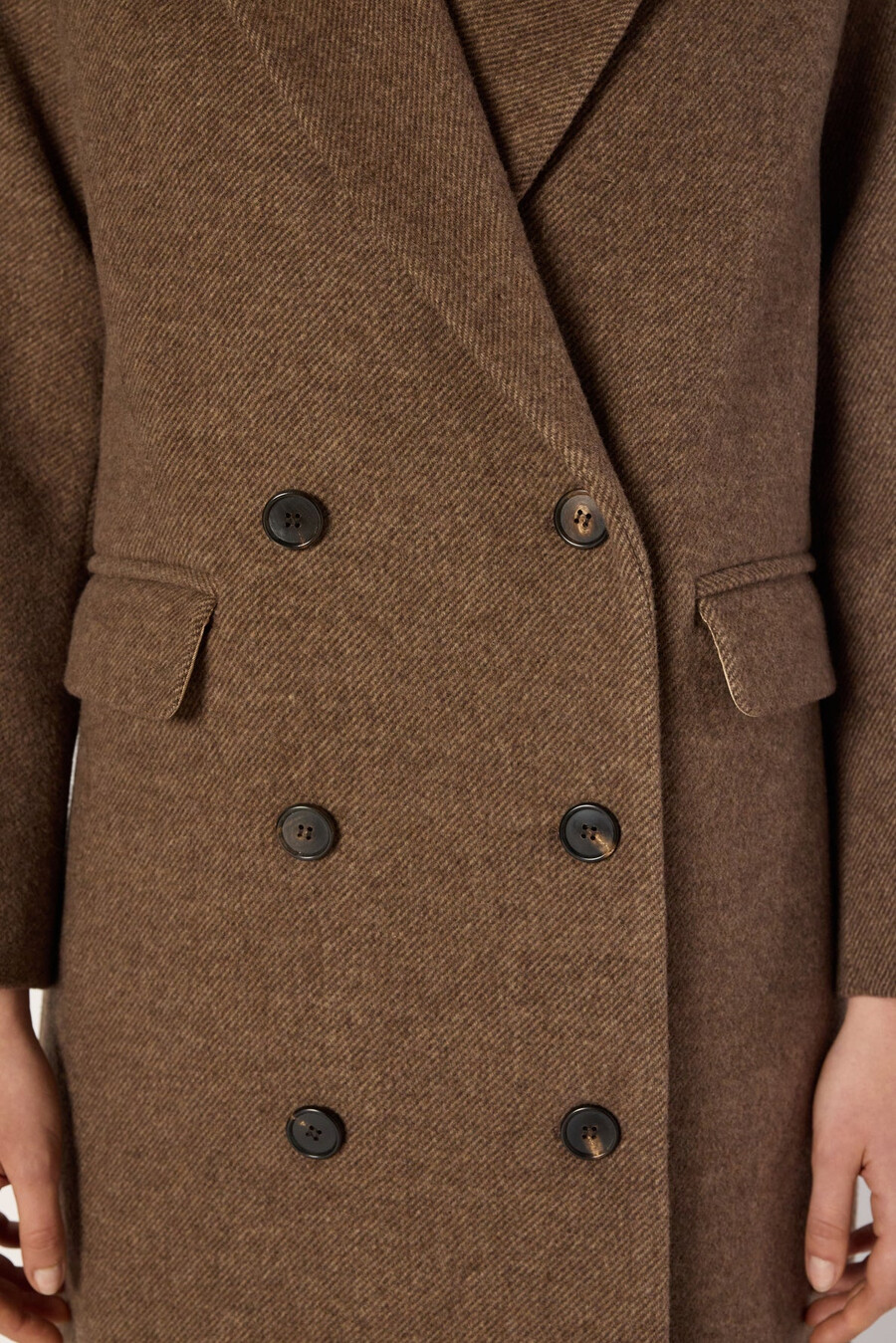 cappotto doppiopetto in twill di lana - mady