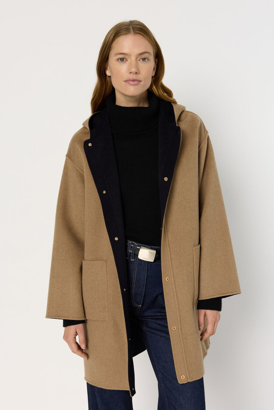 cappotto in lana pregiata con cappuccio - monica
