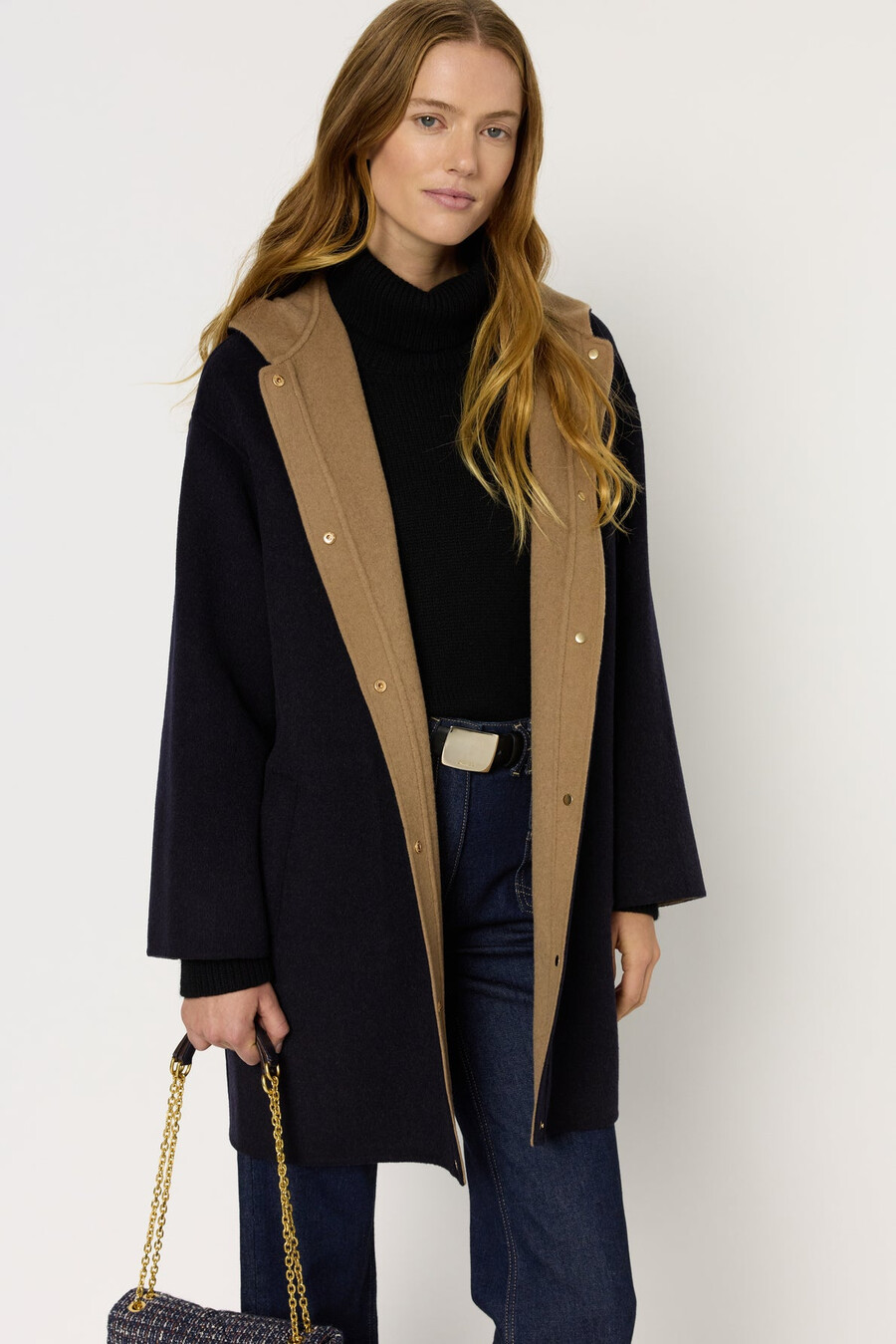cappotto in lana pregiata con cappuccio - monica