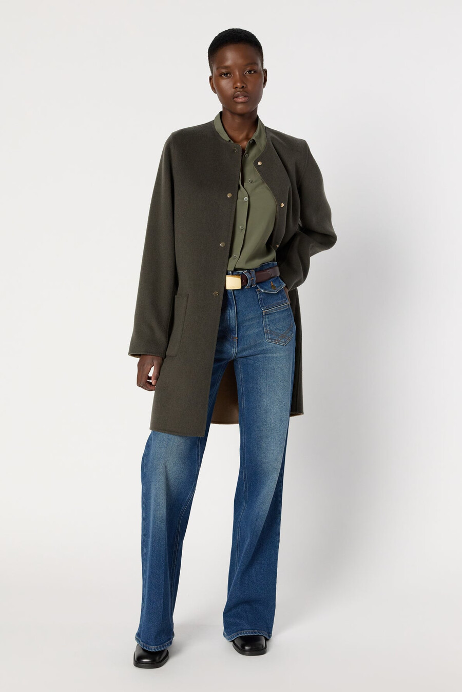 cappotto in tessuto di lana fine reversibile - mylene