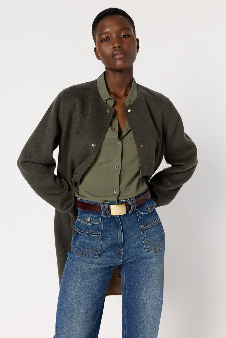 cappotto in tessuto di lana fine reversibile - mylene