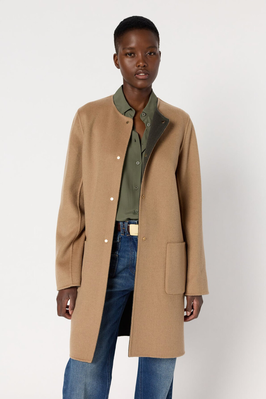 cappotto in tessuto di lana fine reversibile - mylene