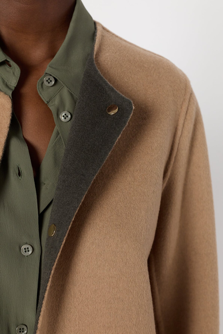 cappotto in tessuto di lana fine reversibile - mylene