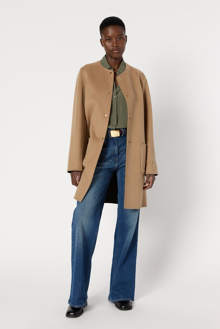 cappotto in tessuto di lana fine reversibile - mylene