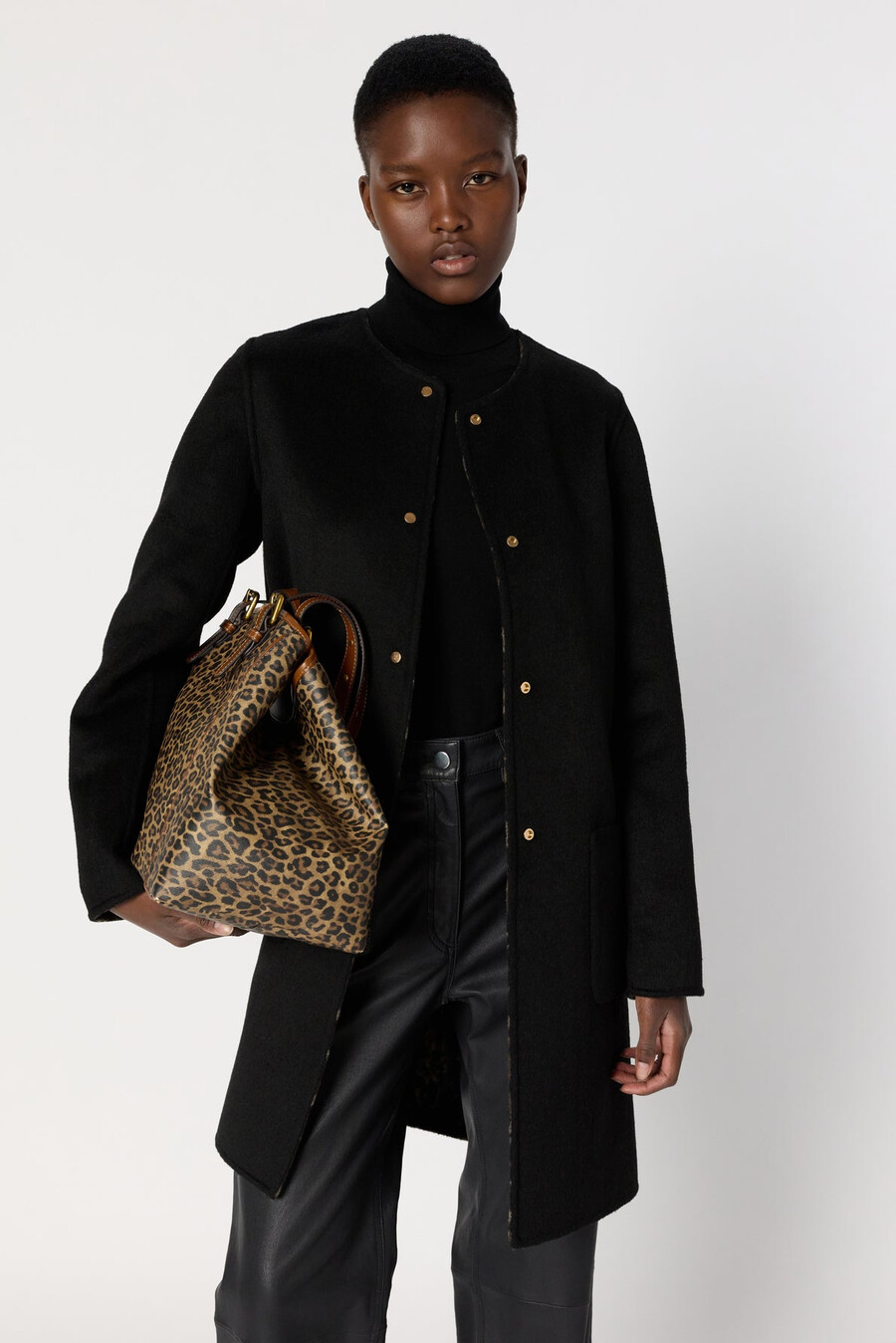 cappotto reversibile tinta unita e leopardato - matilda