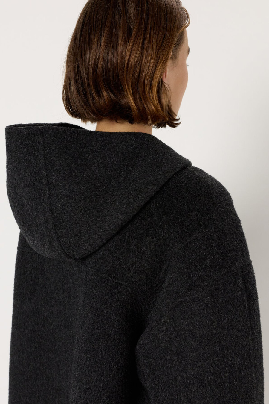 cappotto corto in lana con cappuccio - malina