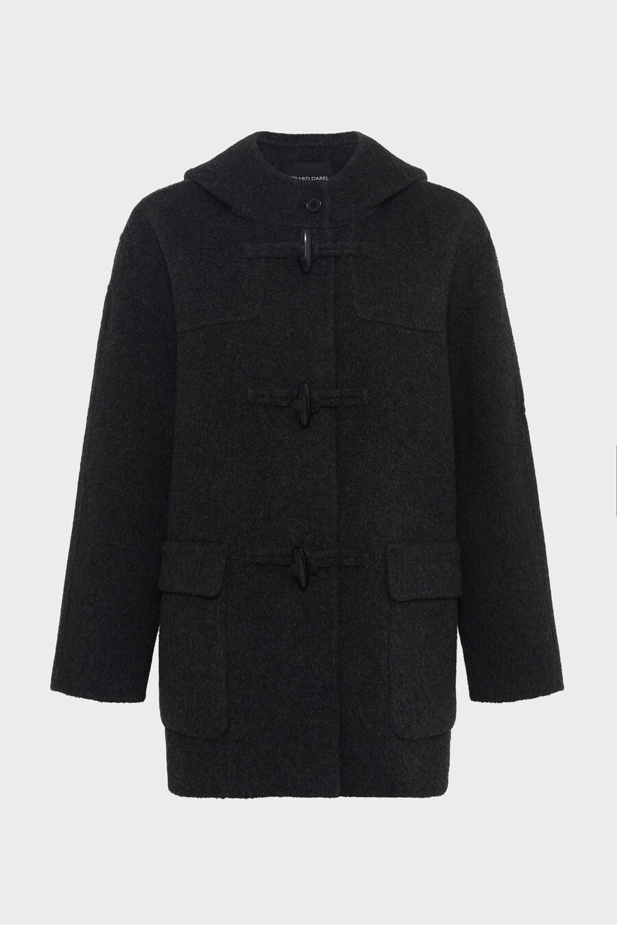 cappotto corto in lana con cappuccio - malina
