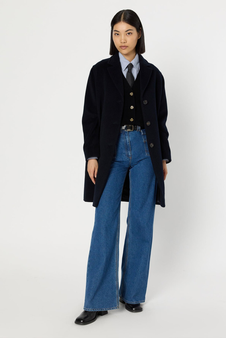 cappotto dritto in lana e angora - megane