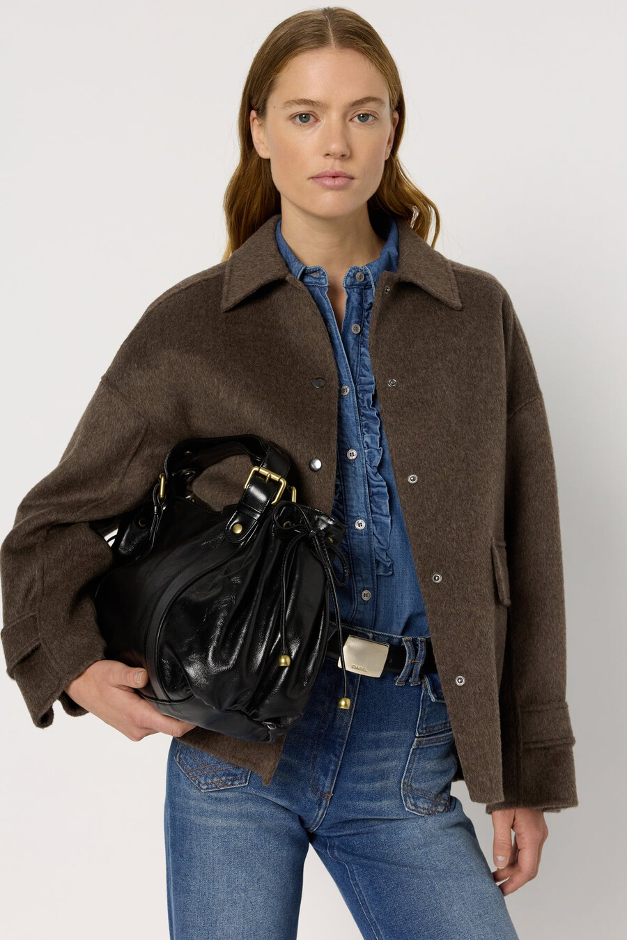 cappotto in lana double-face stile overshirt - melodie