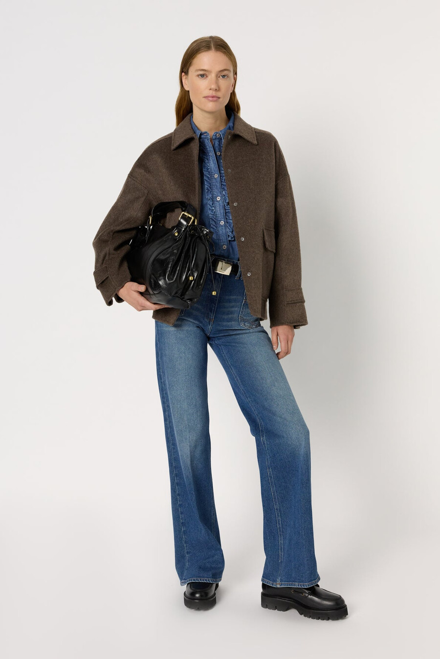cappotto in lana double-face stile overshirt - melodie