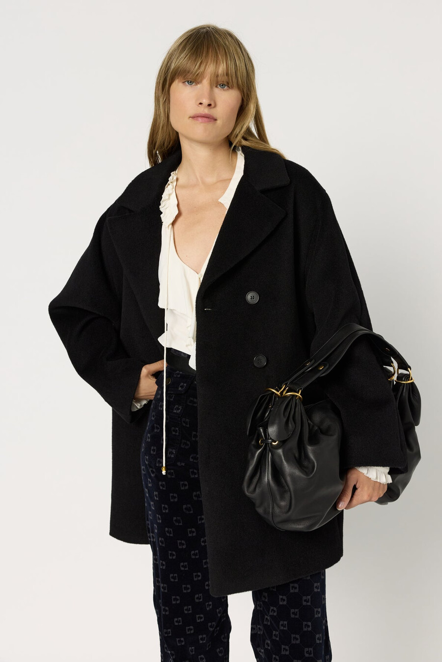 cappotto doppiopetto in lana e angora - magali