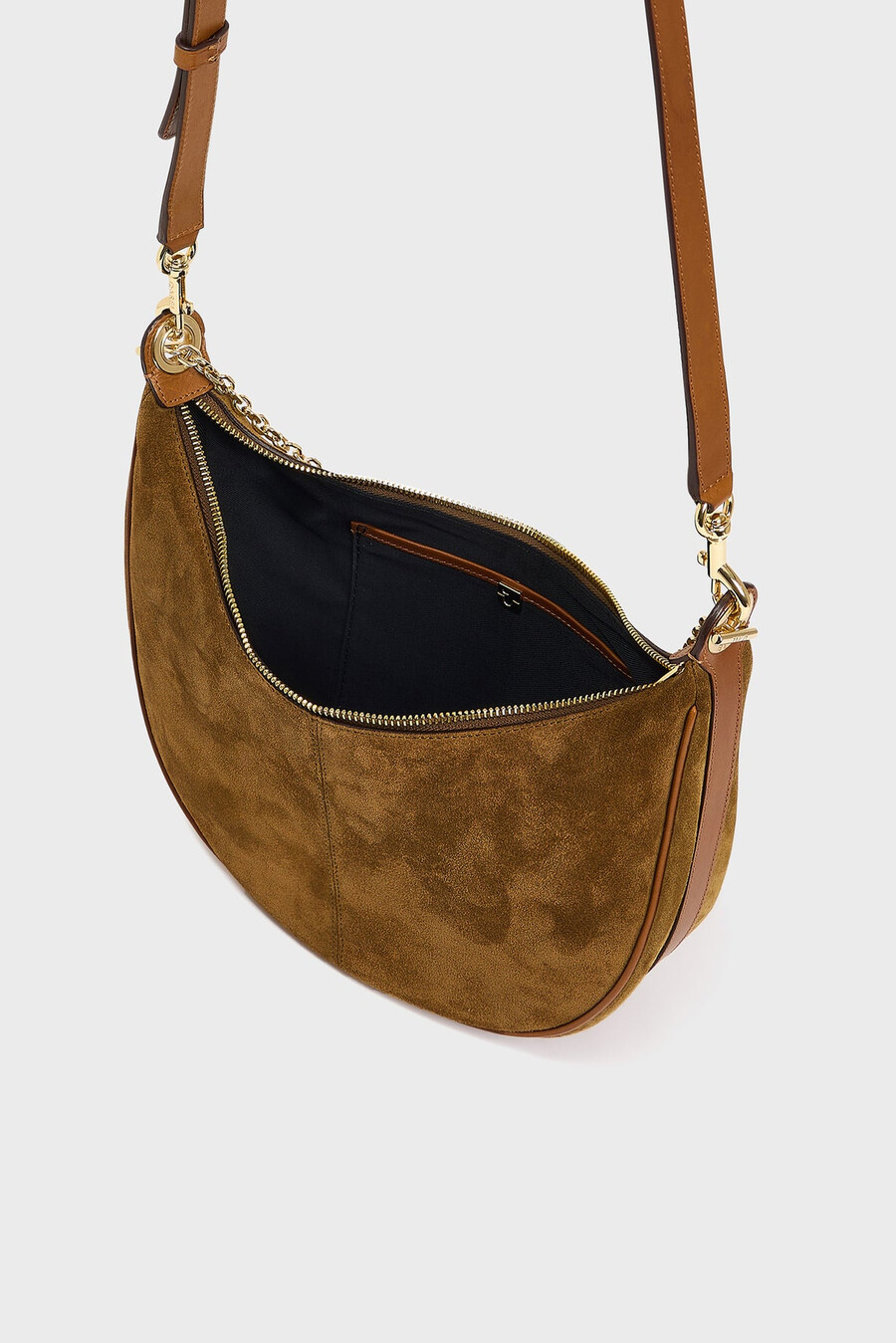 borsa a mezzaluna in pelle scamosciata - le suzanne