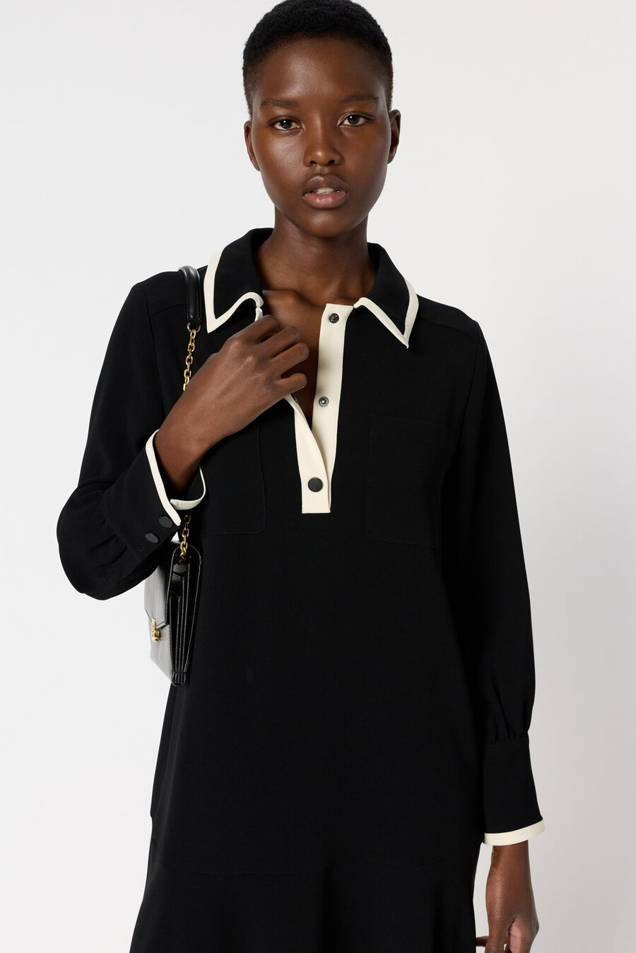abito bicolore con colletto a camicia - livia