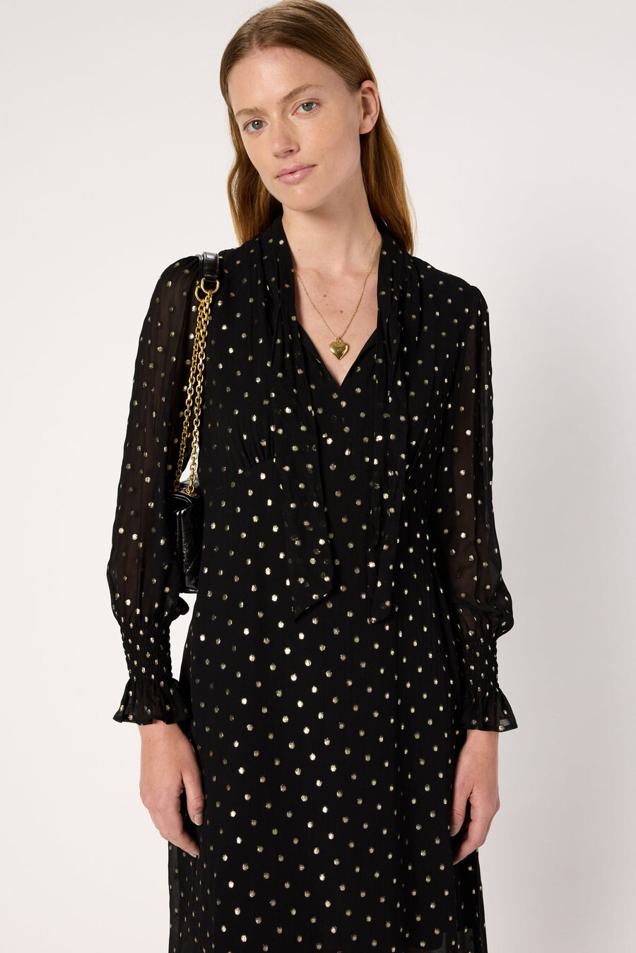 abito in chiffon con colletto lavallière - laure