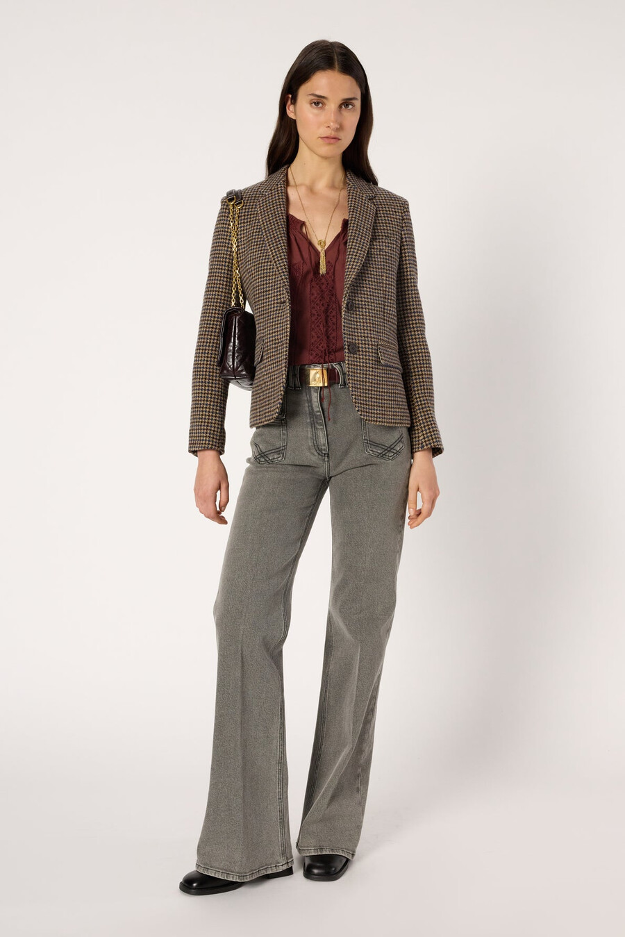blazer ampio in lana pied de poule - nathane