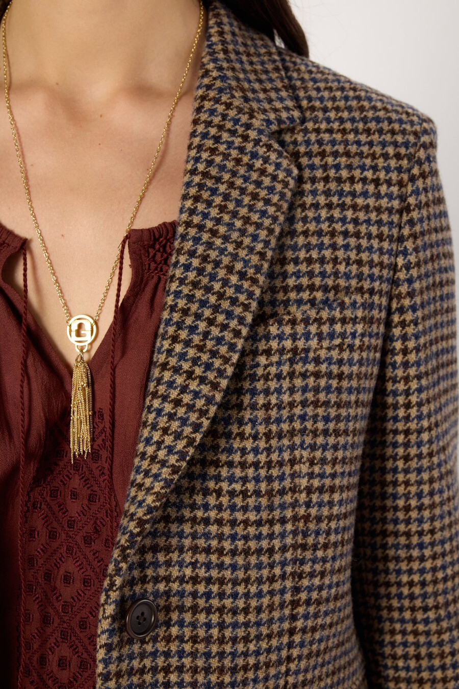 blazer ampio in lana pied de poule - nathane