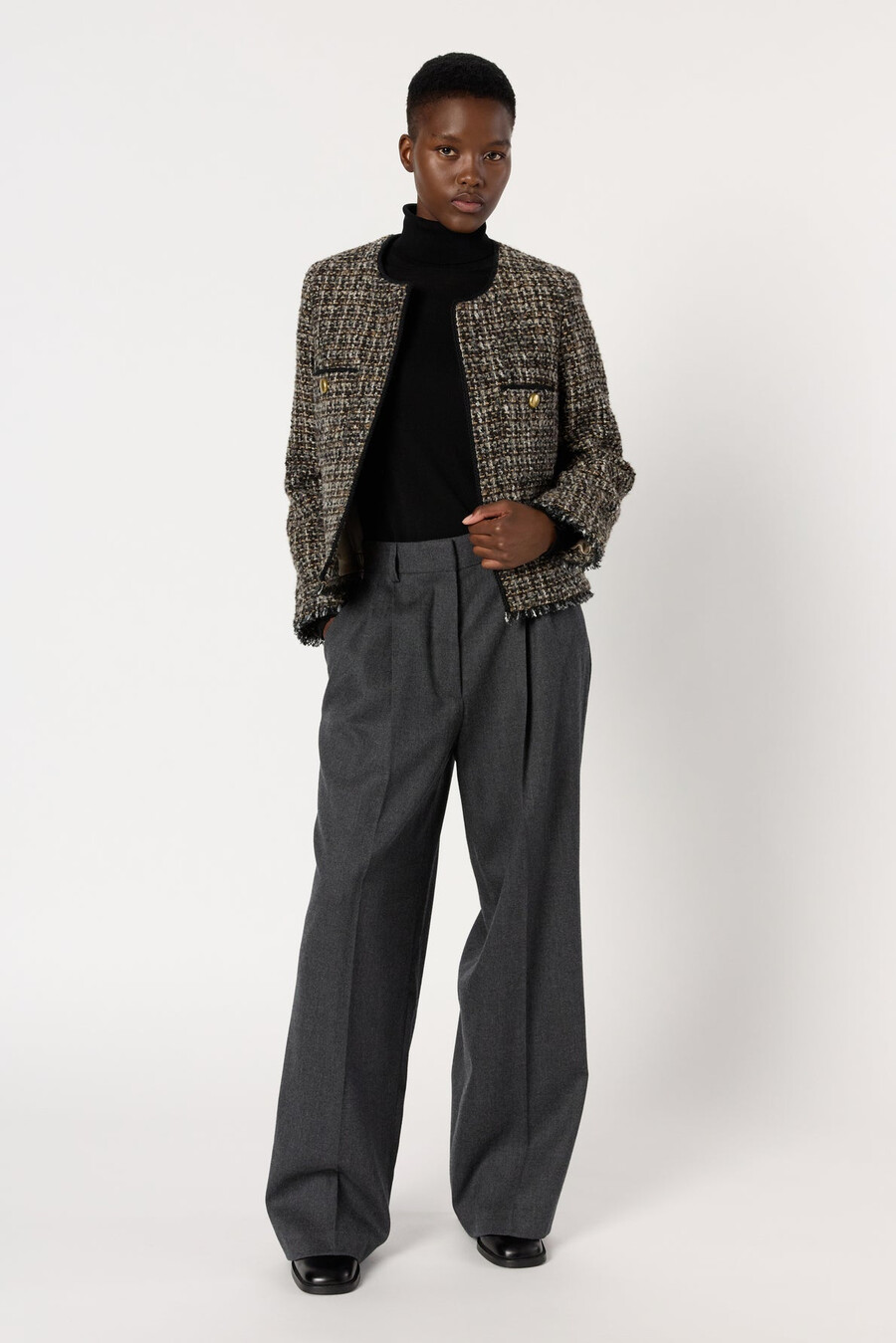 giacca in tweed senza colletto - nour