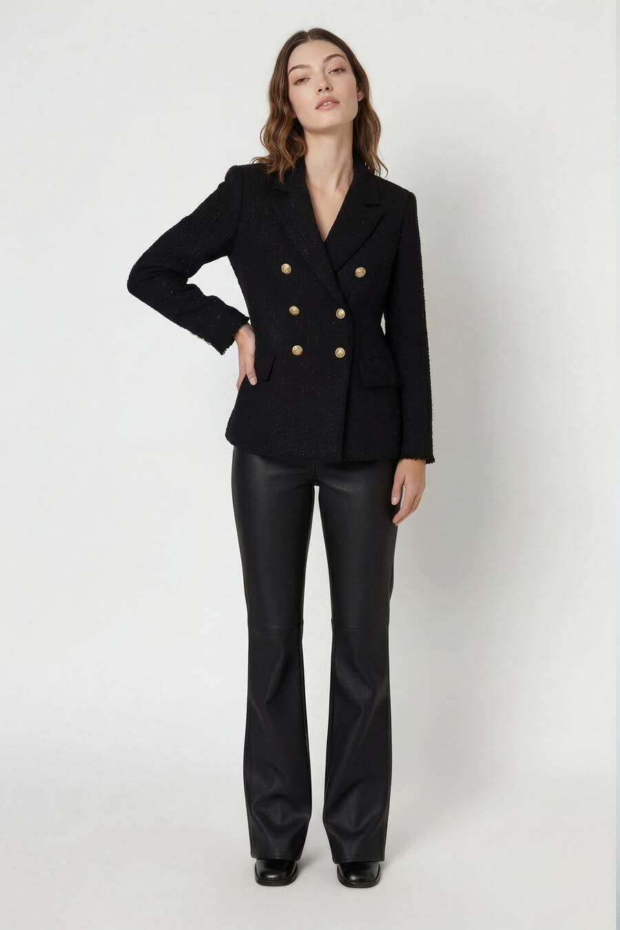 giacca doppiopetto in tweed con lurex - natania