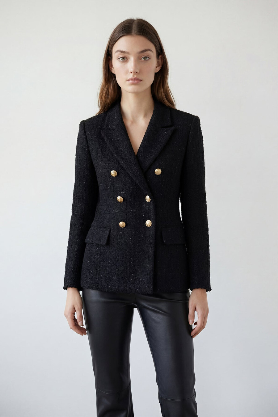 giacca doppiopetto in tweed con lurex - natania