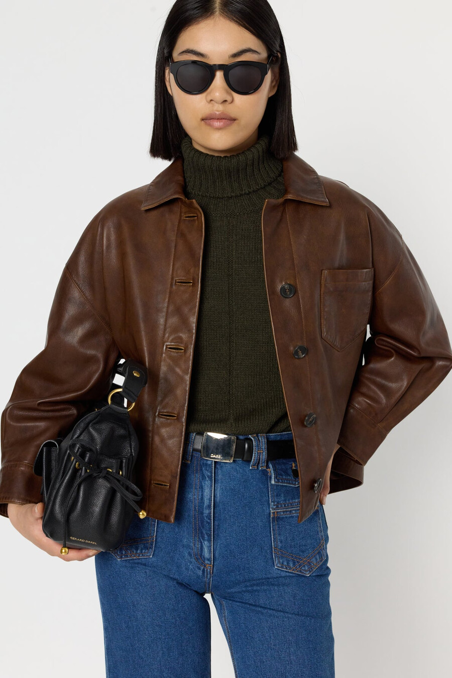 camicia oversize in pelle invecchiata – nicole