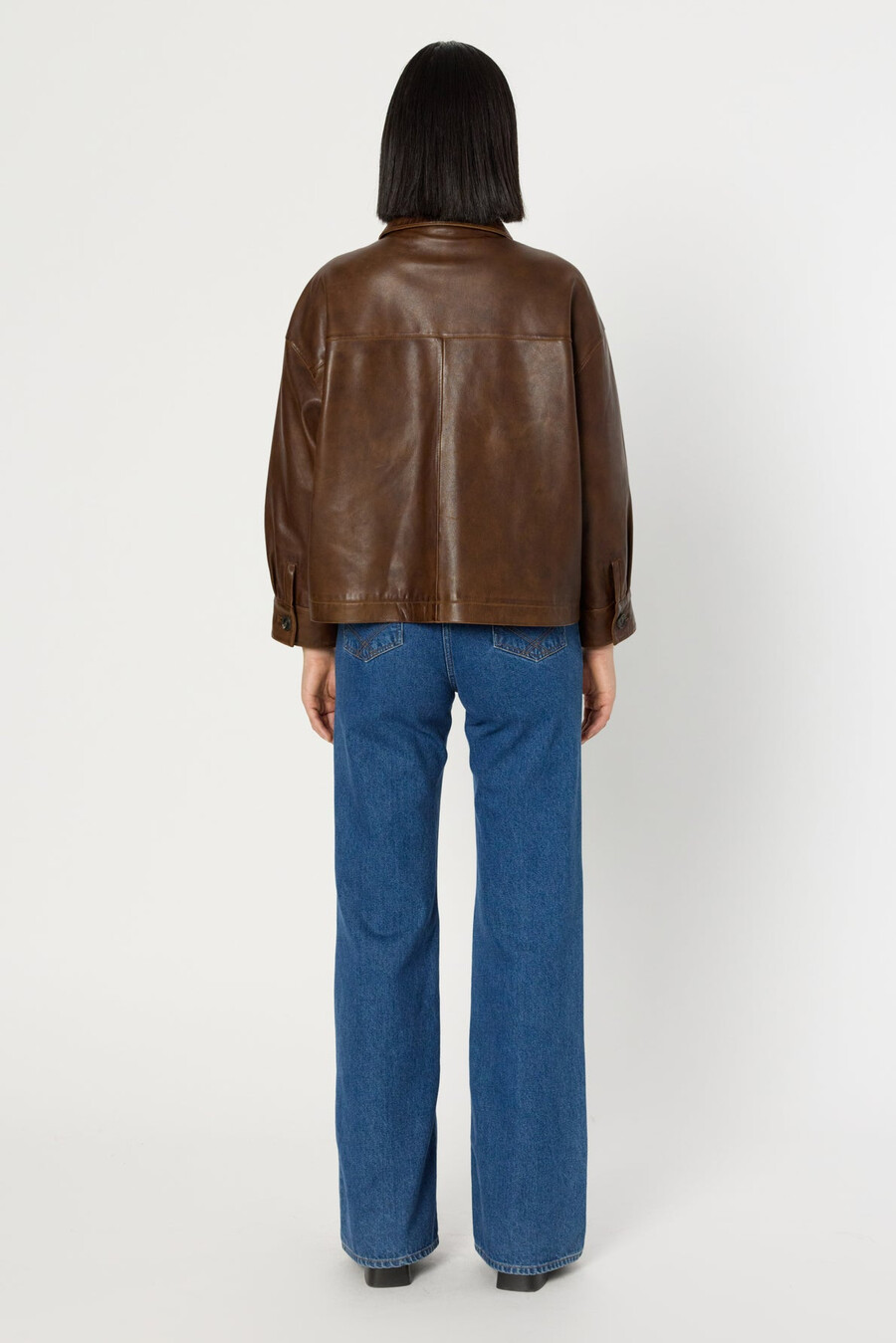 camicia oversize in pelle invecchiata – nicole