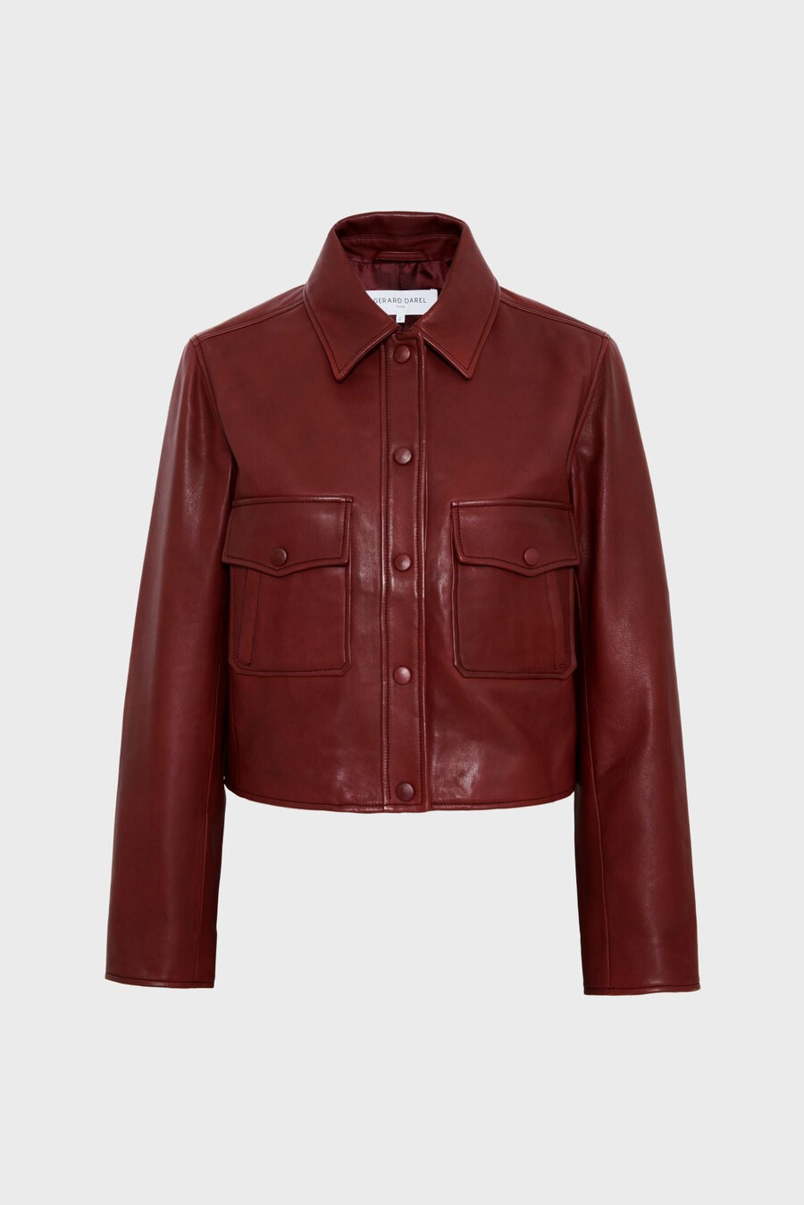 giacca corta in pelle bordeaux - noeve