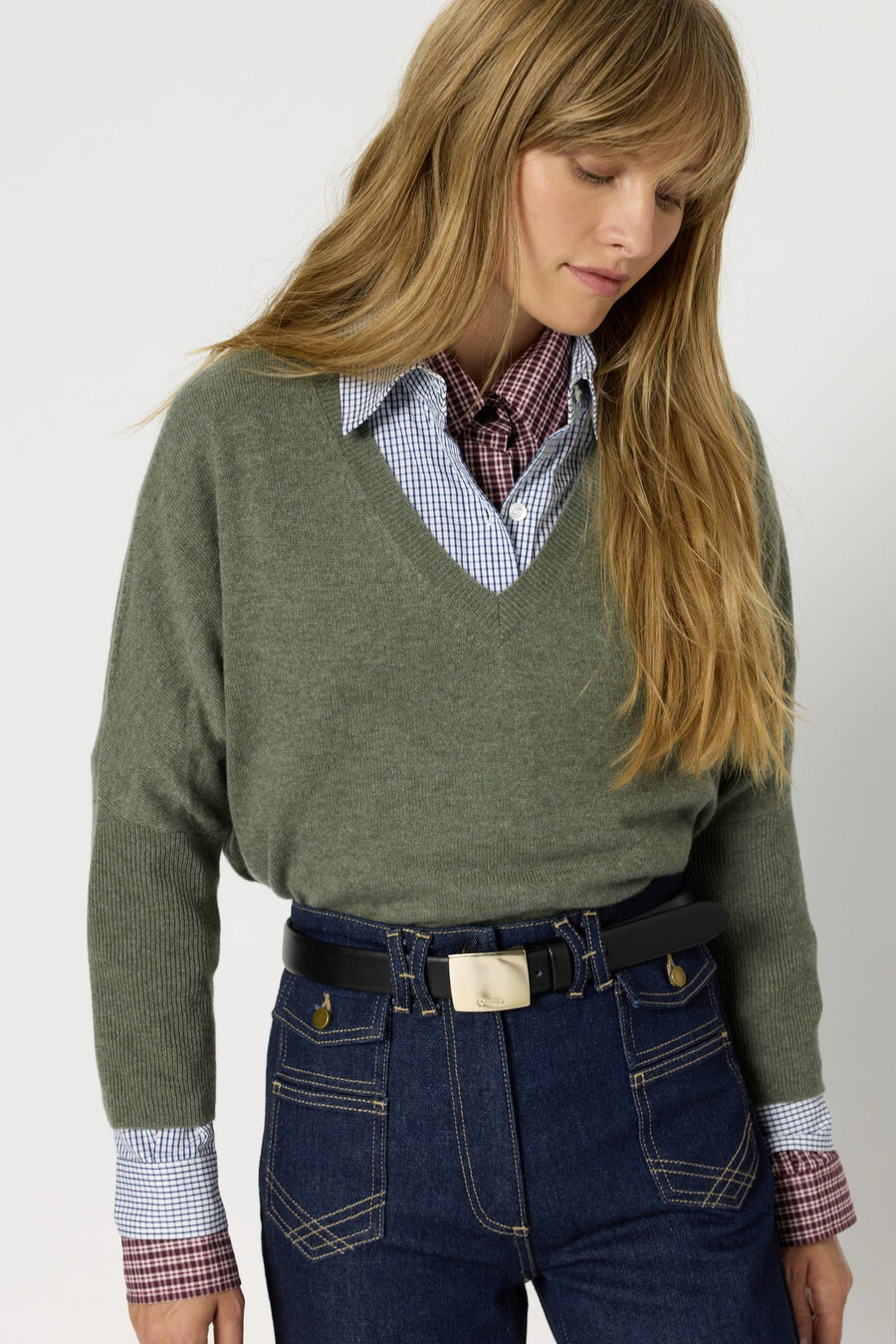 maglione oversize in cashmere color cachi - jourdan