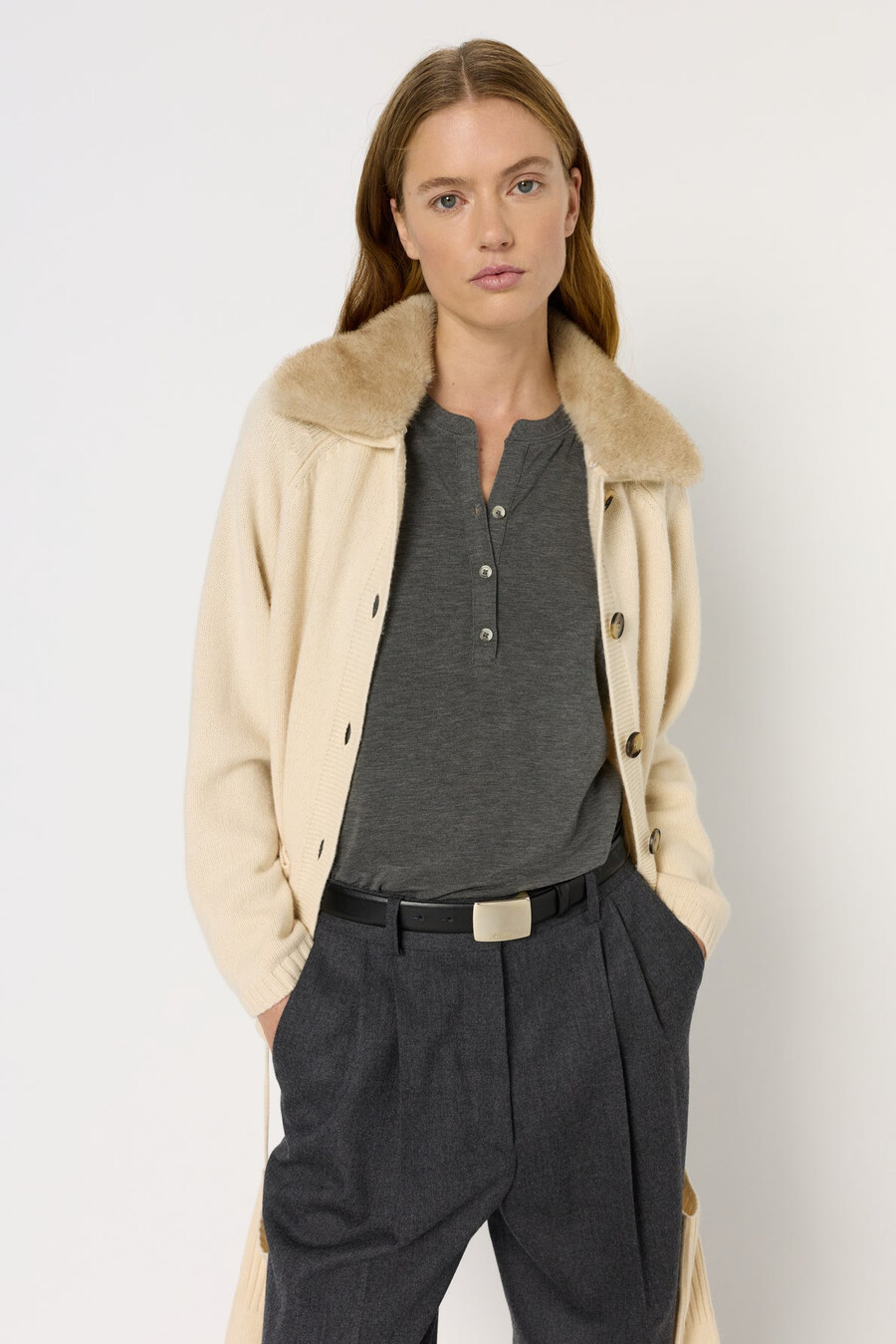 cardigan in cashmere con colletto e guanti senza dita - jadwige