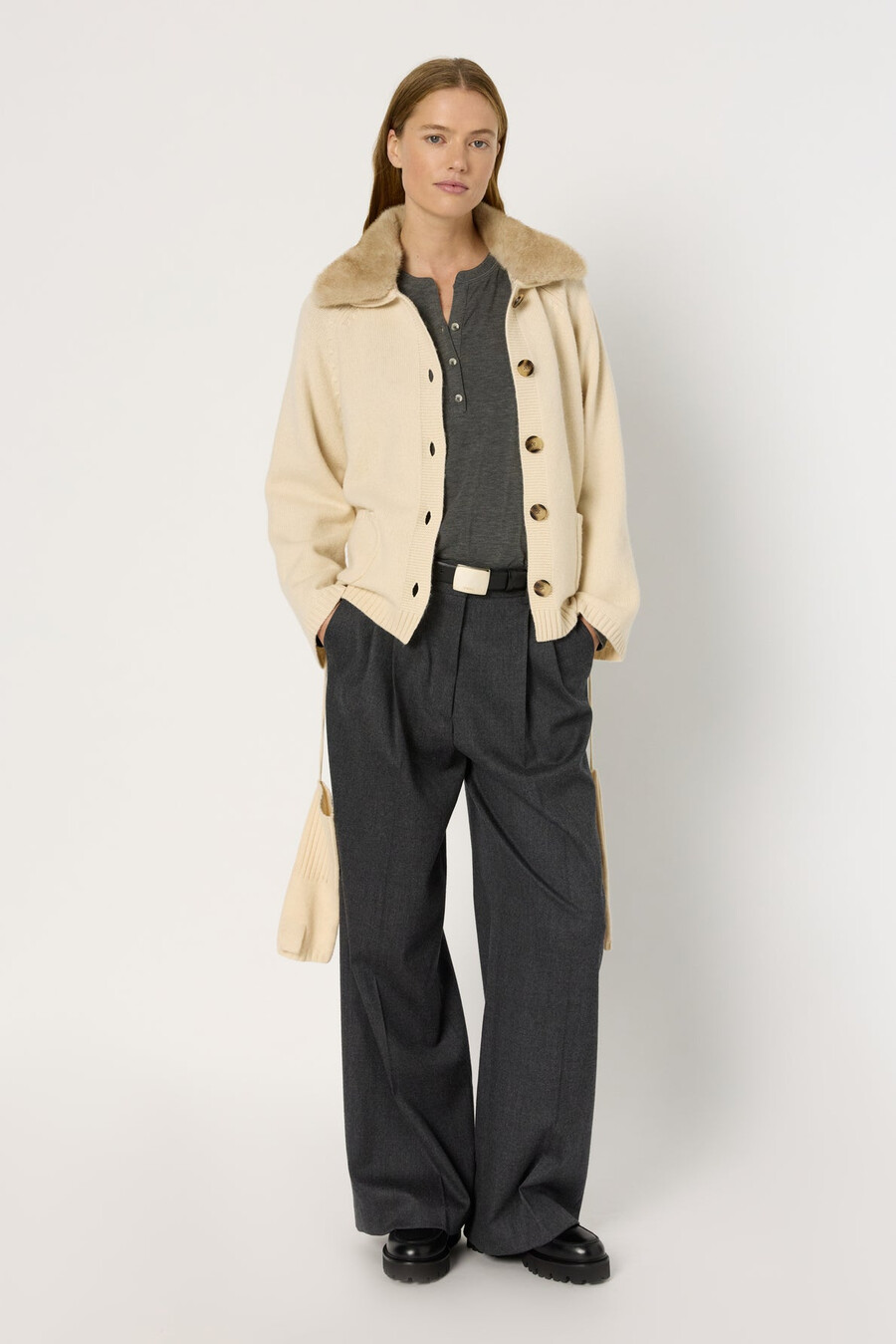 cardigan in cashmere con colletto e guanti senza dita - jadwige
