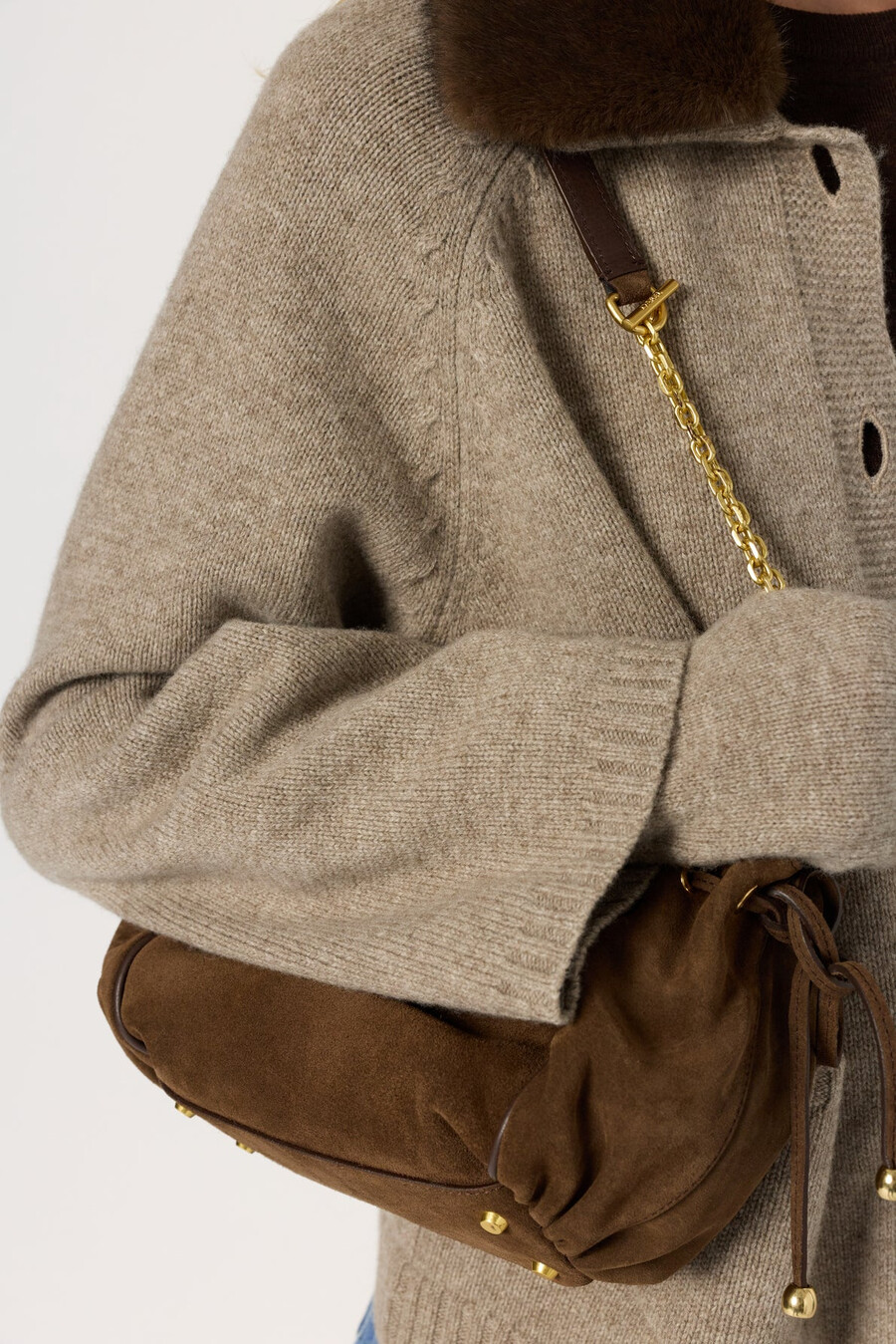 cardigan in cashmere con colletto e guanti senza dita - jadwige
