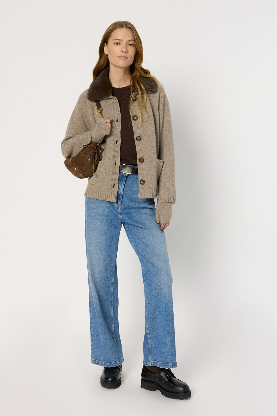 cardigan in cashmere con colletto e guanti senza dita - jadwige