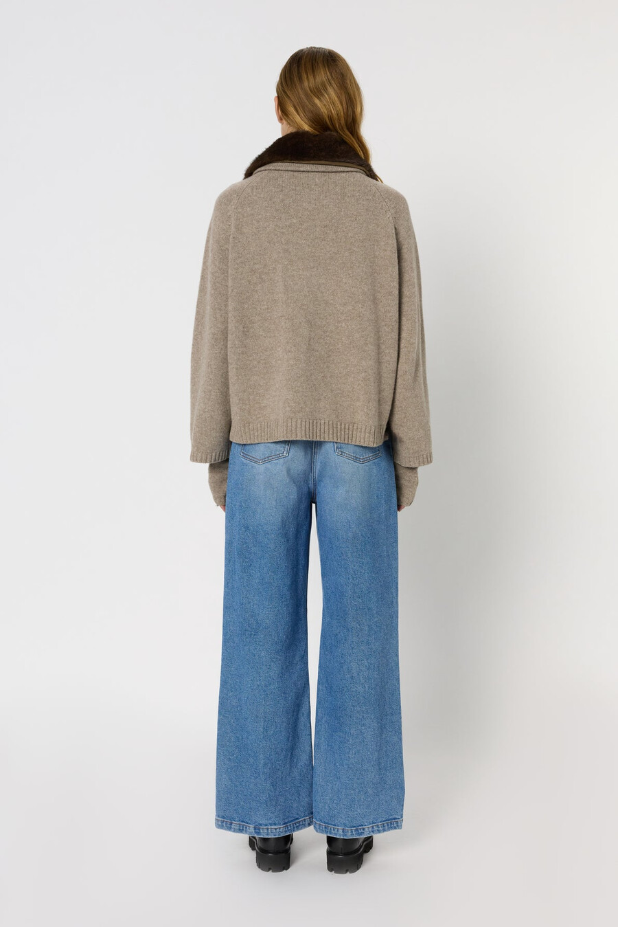 cardigan in cashmere con colletto e guanti senza dita - jadwige