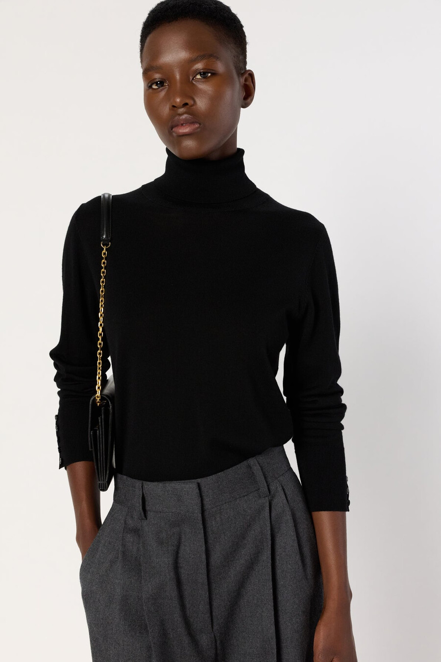 maglione a collo alto in lana fine - eugenie