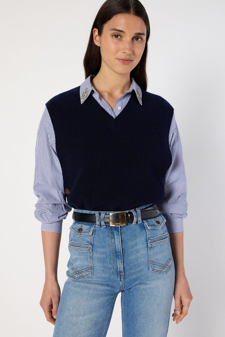 maglione senza maniche con scollo a v - evita