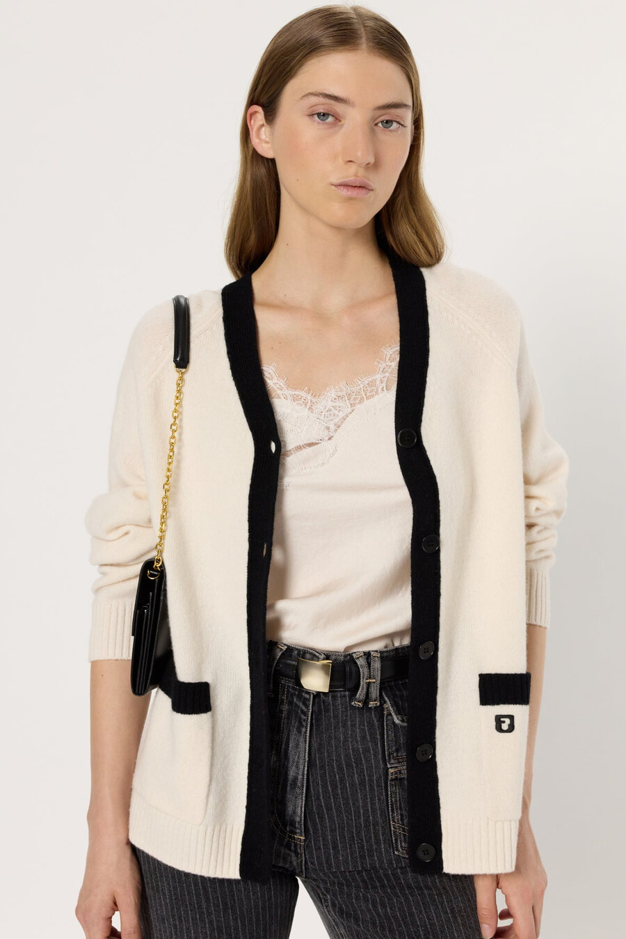 cardigan in lana bicolore - ester