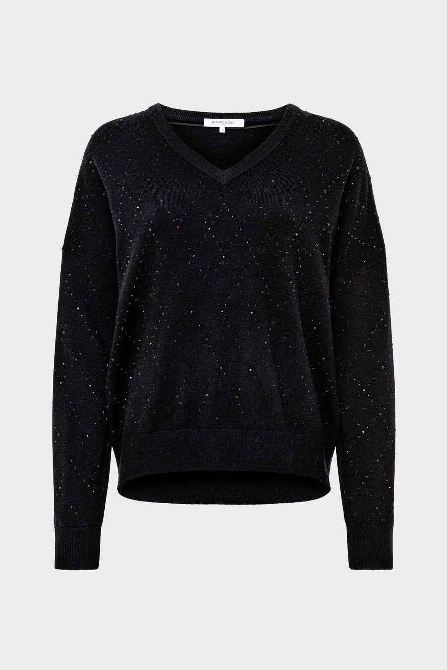 maglione in lana con scollo a v e strass - edwige