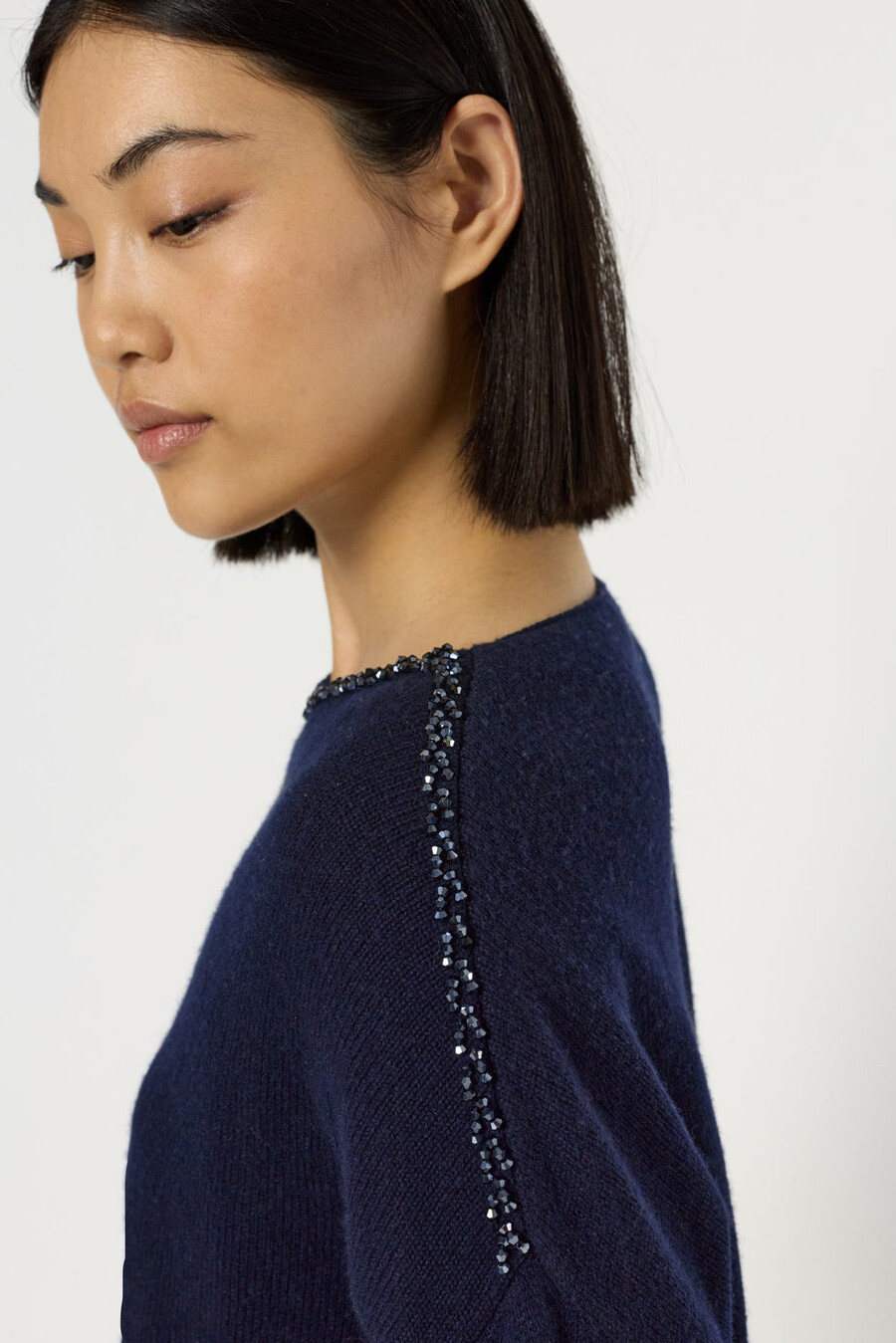 maglione largo in lana con strass - esme