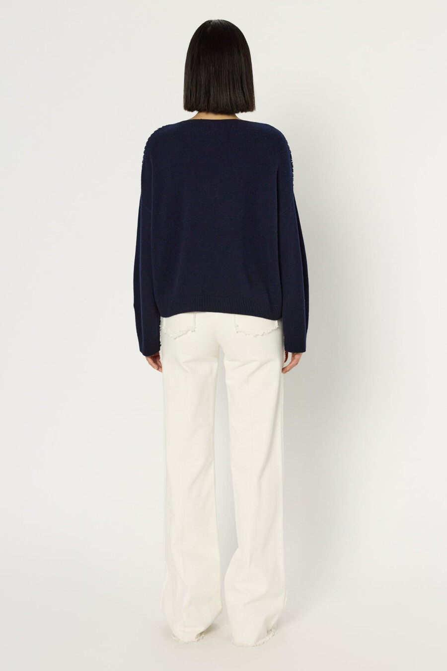 maglione largo in lana con strass - esme