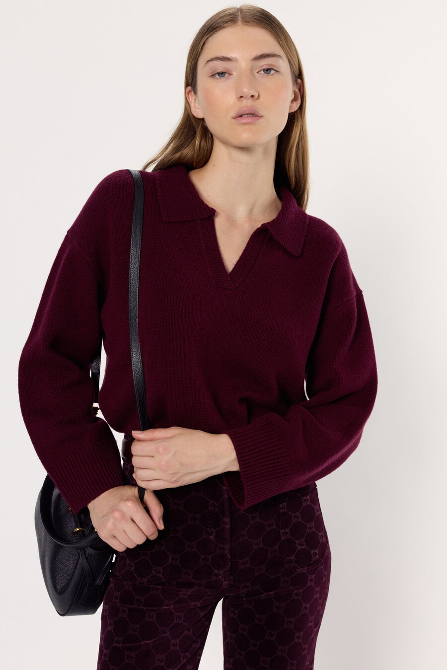 maglione in lana con collo stile polo - enora