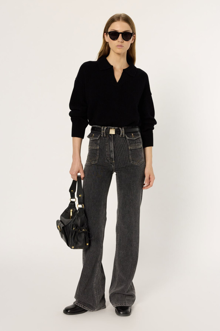 maglione in lana con collo polo - enora