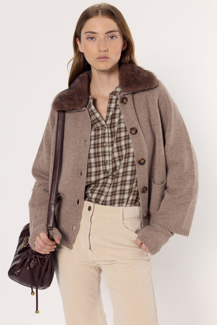cardigan in cashmere con colletto - elena