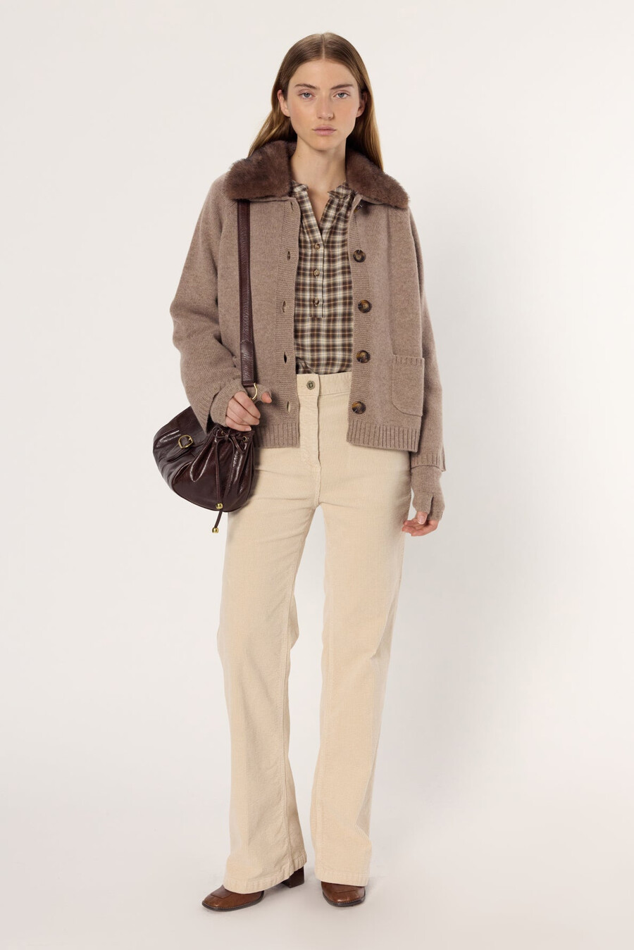 cardigan in cashmere con colletto - elena