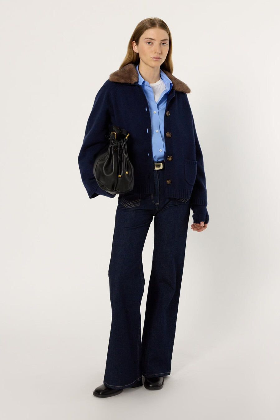cardigan in cashmere con colletto - elena