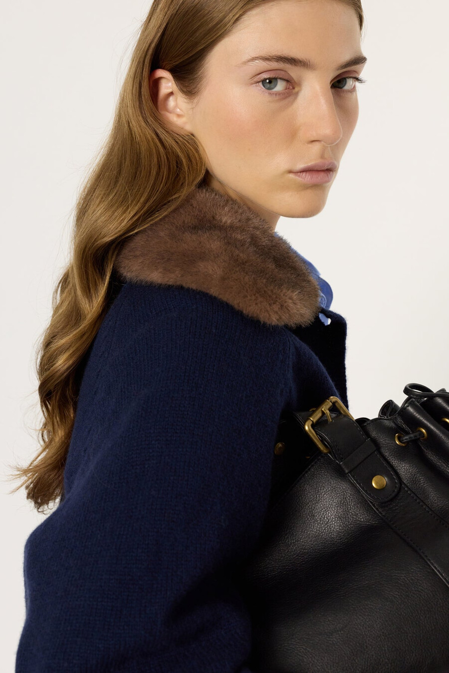 cardigan in cashmere con colletto - elena